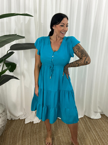 Casual V-Neck Short Sleeve A-Line Dress
