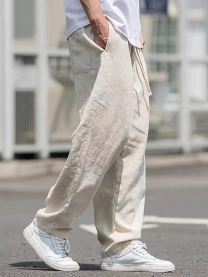 Relaxed Fit Men's Linen Drawstring Pants