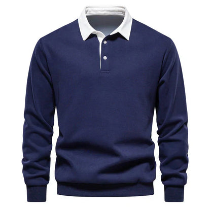 Men's Classic Contrast Polo Long Sleeve Shirt