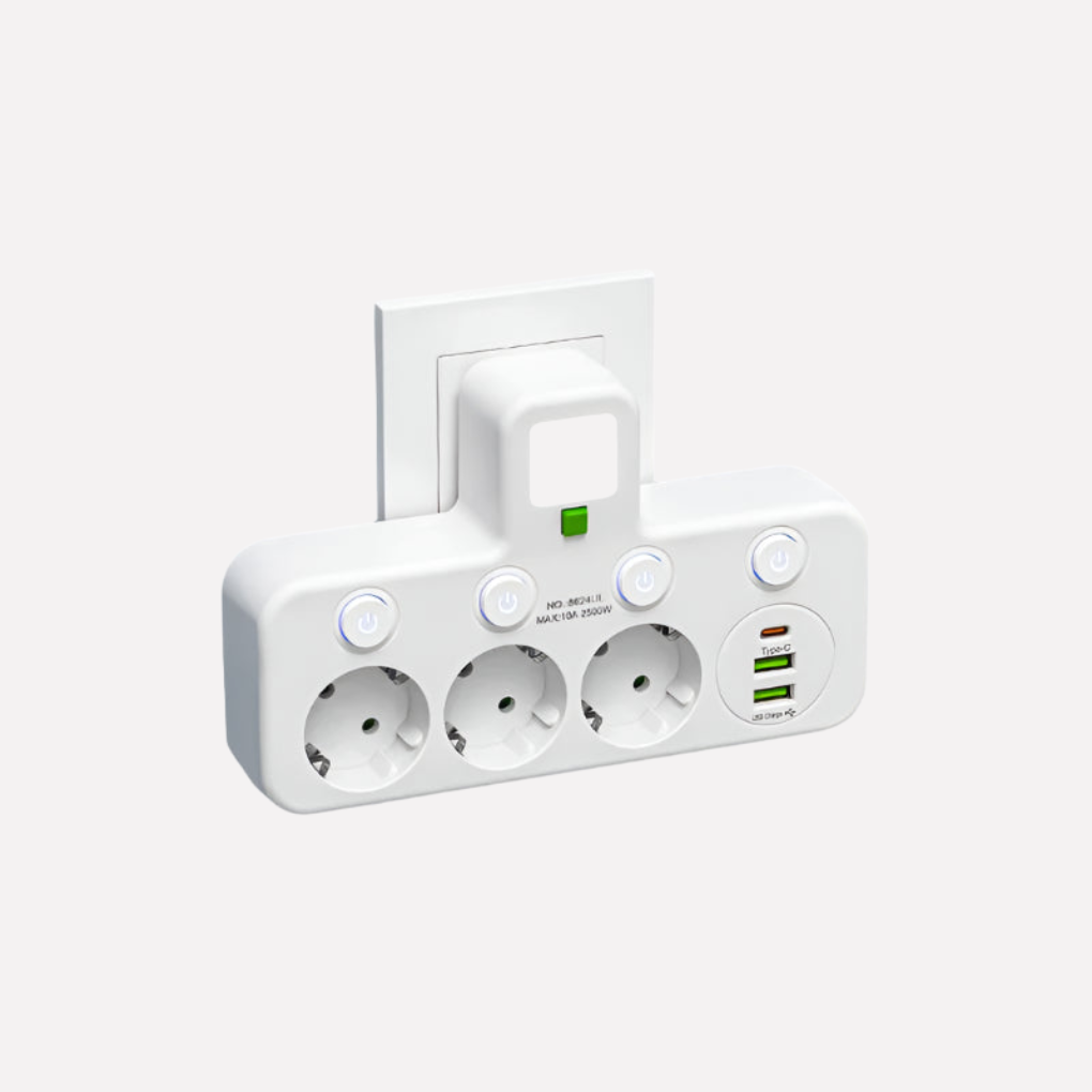 Compact Surge Protector with USB and Type C Ports