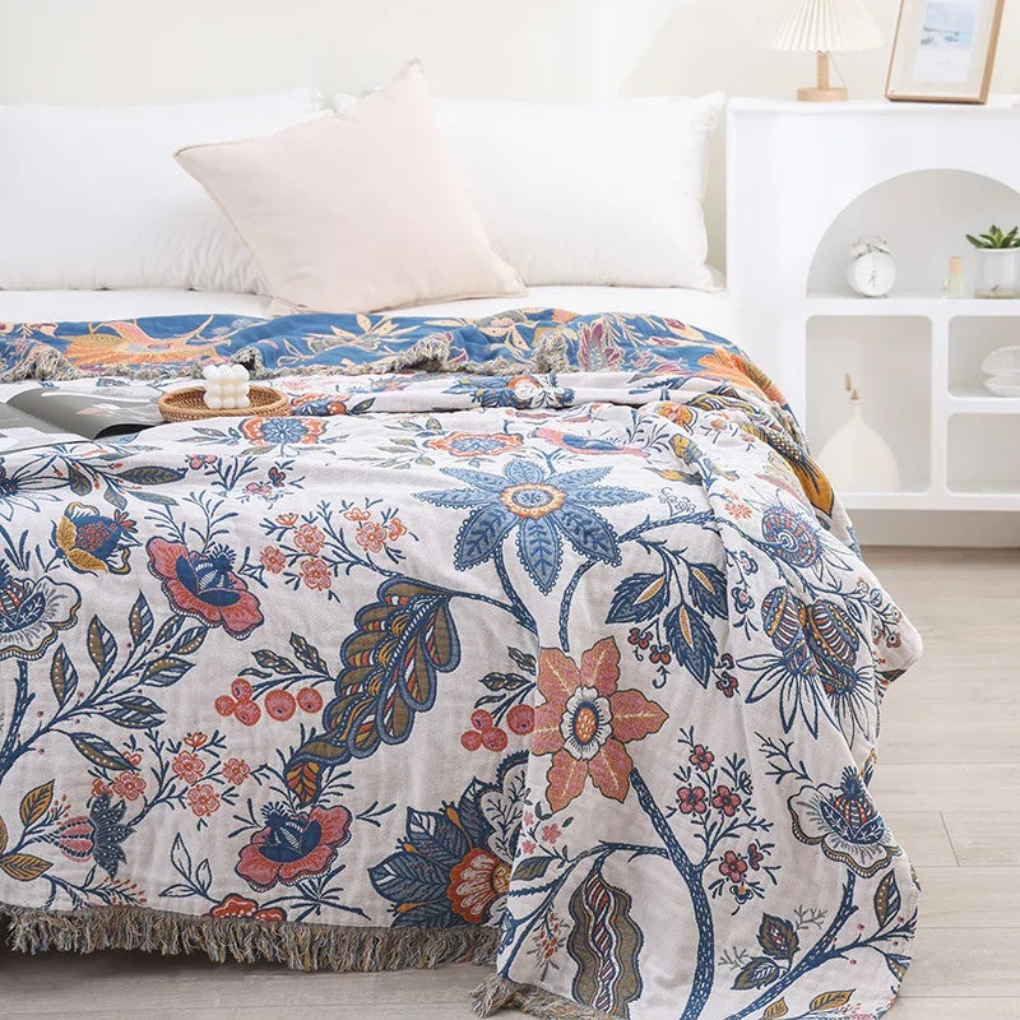 Colorful Floral Accent Blanket