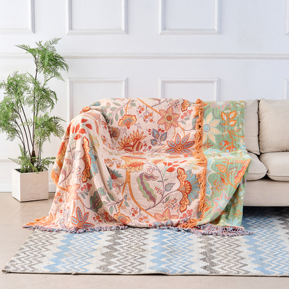 Vintage Blossom Fringe Throw Blanket