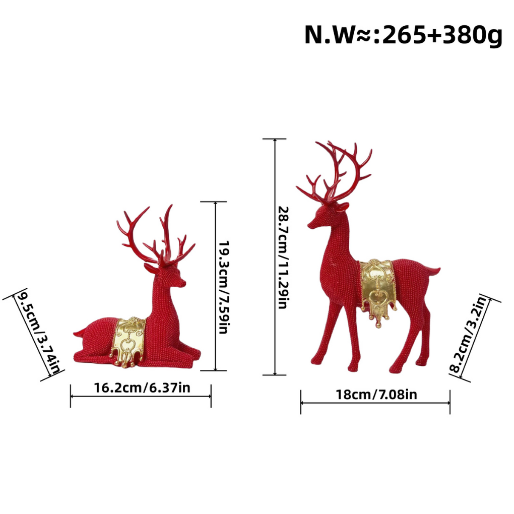 Pair of Metallic Holiday Deer Figurines - Olytrend