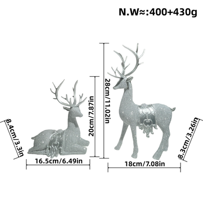 Pair of Metallic Holiday Deer Figurines