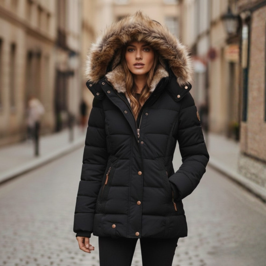 Ladies Warm Quilted Parka Coat - Olytrend