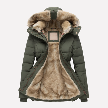 Ladies Warm Quilted Parka Coat