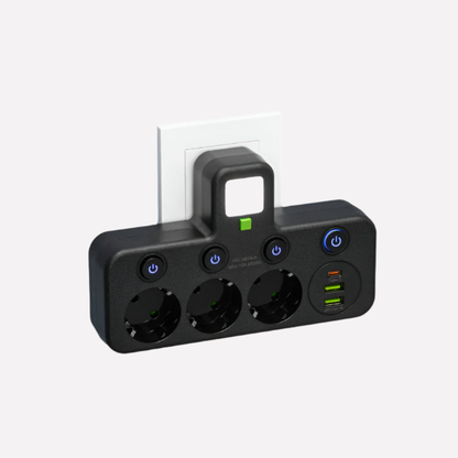 Compact Surge Protector with USB and Type C Ports