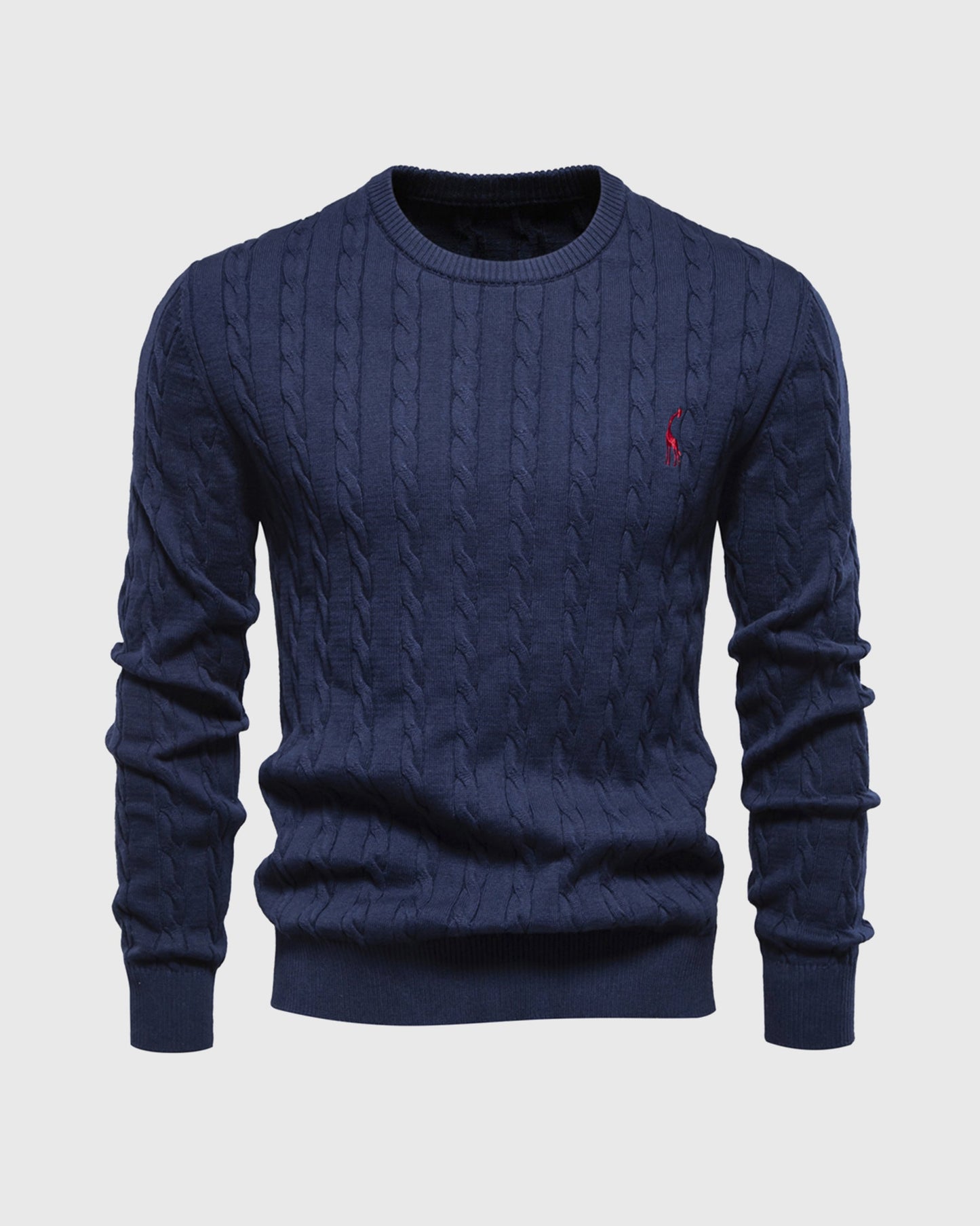 Classic Crew Neck Soft Cable Knit Sweater