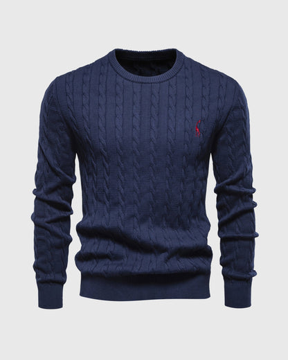 Classic Crew Neck Soft Cable Knit Sweater