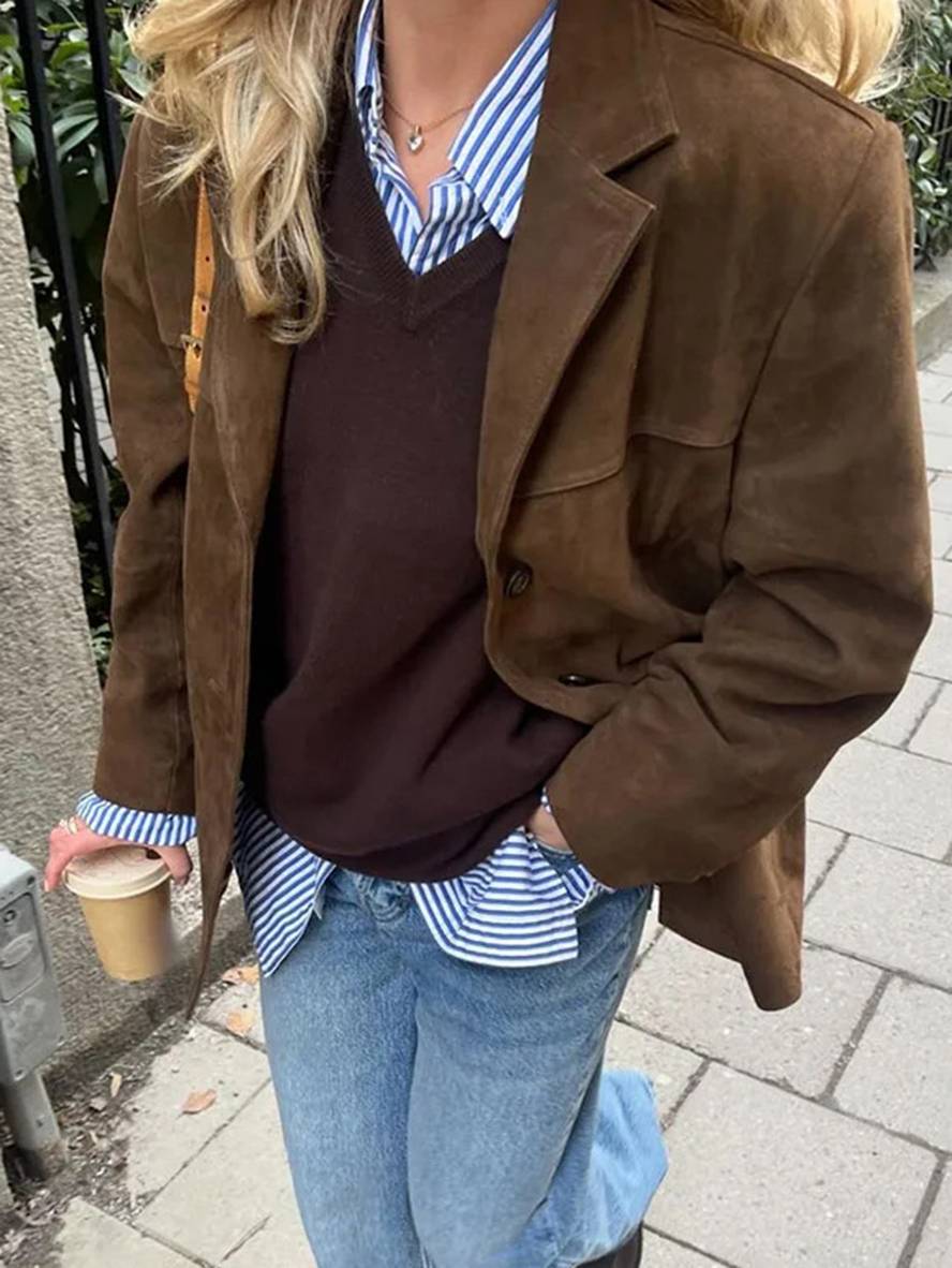 Classic Fit Ladies Jacket with Buttons and Pockets