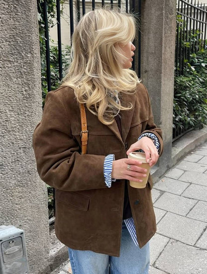 Classic Fit Ladies Jacket with Buttons and Pockets