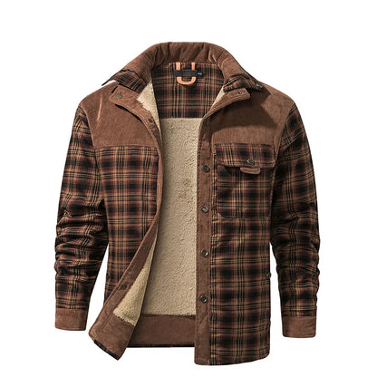 Cozy Plaid Button Down Fleece Jacket - Nocini