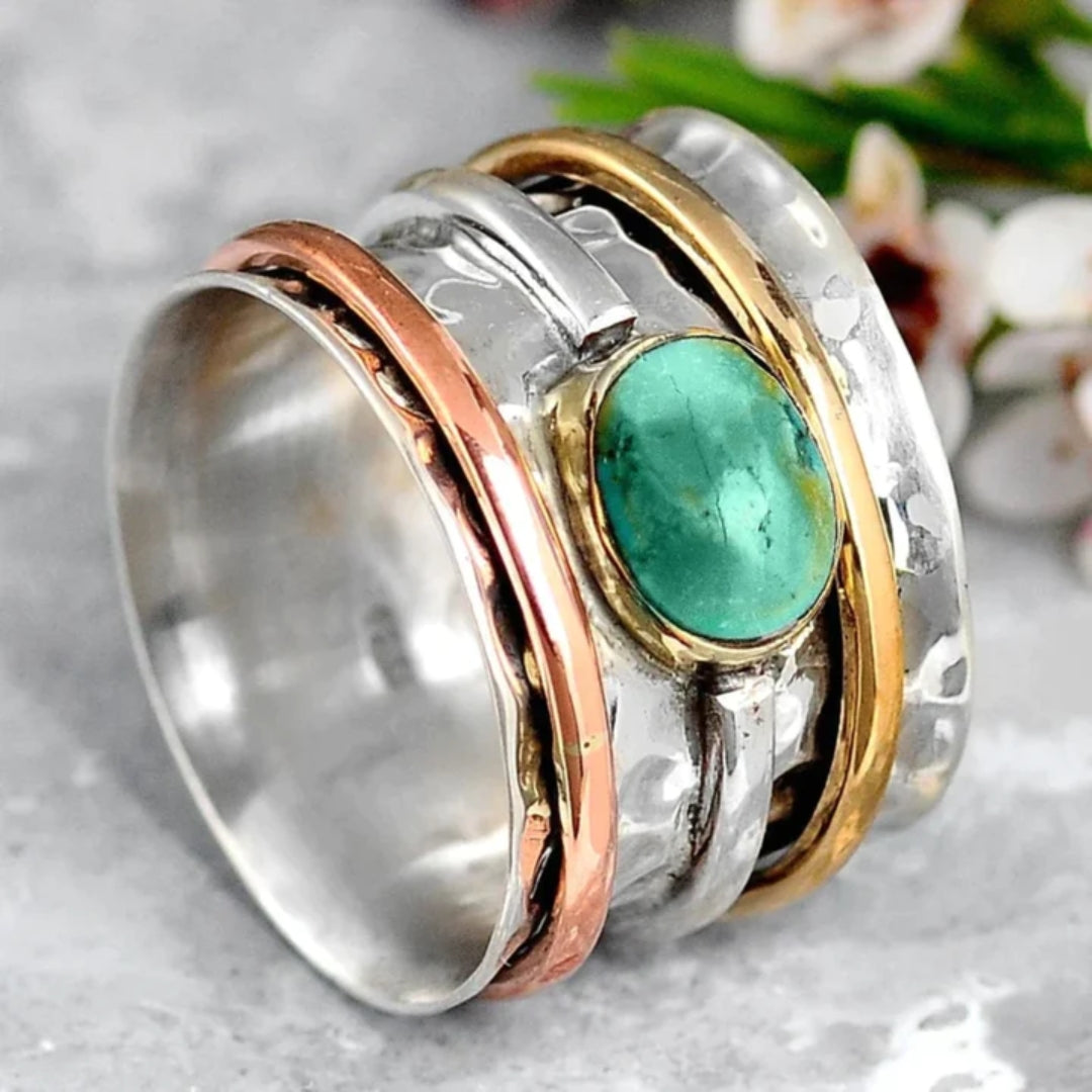 Classic Turquoise Gold Plated Cocktail Ring - Nocini