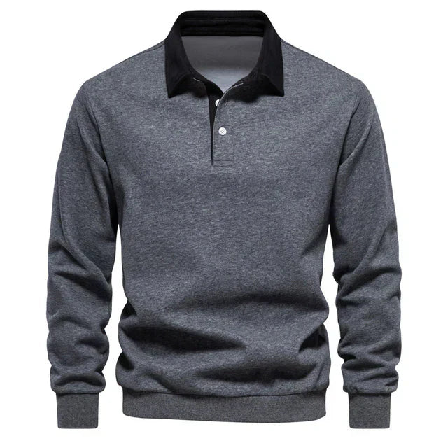 Men's Classic Contrast Polo Long Sleeve Shirt