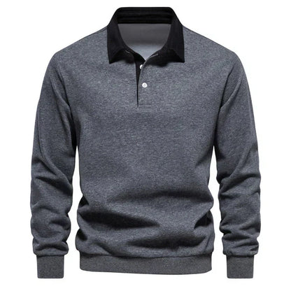 Men's Classic Contrast Polo Long Sleeve Shirt