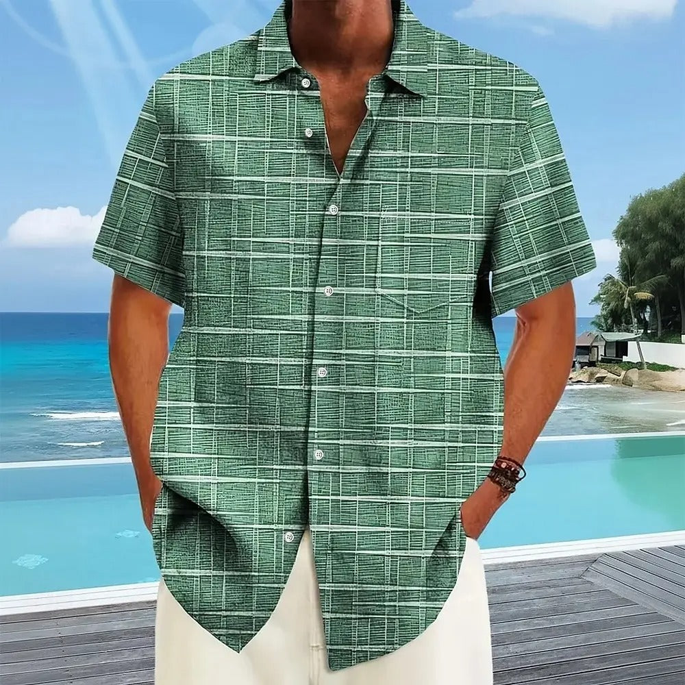 Casual Checkered Short Sleeve Mens Shirt - Nocini