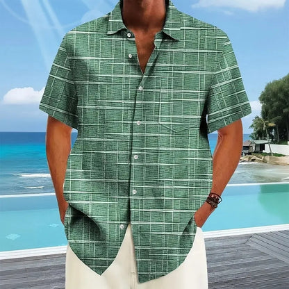 Casual Checkered Short Sleeve Mens Shirt - Nocini