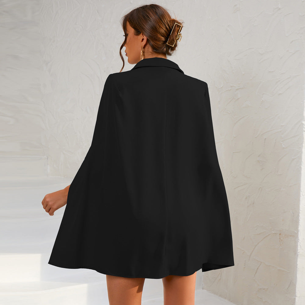Women's Classic Fit Cape Mini Dress with Belt and Buttons