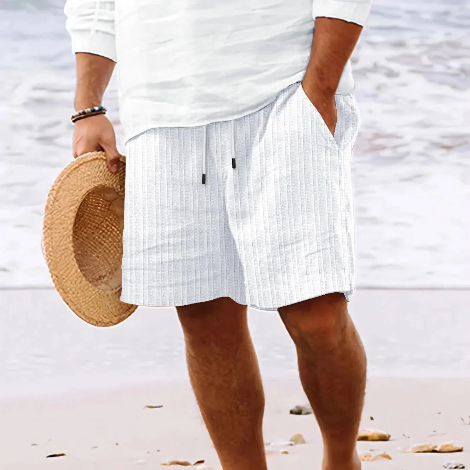 Comfortable Linen Shorts for Men with Elastic Waist - Nocini