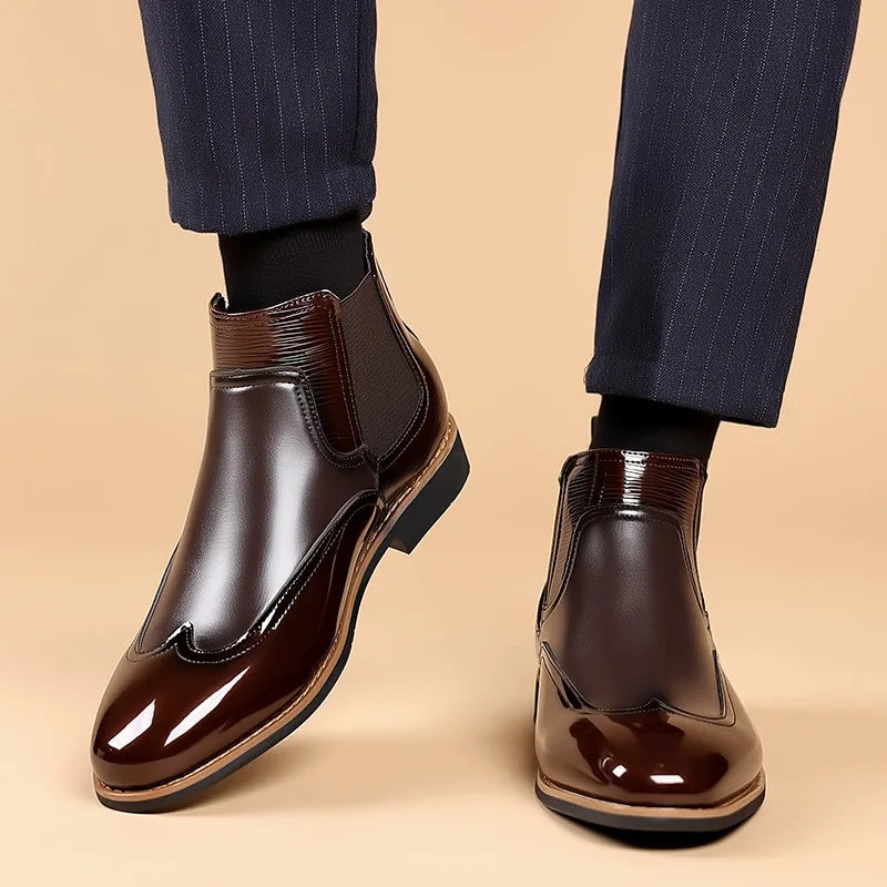 Men's Elastic Side Ankle Boots - Comfortable Casual Shoes - Nocini