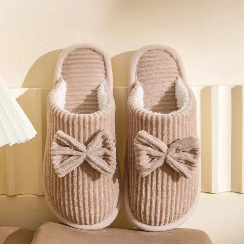 Comfy Bow Slipper Shoes for Women - Soft Indoor Slippers