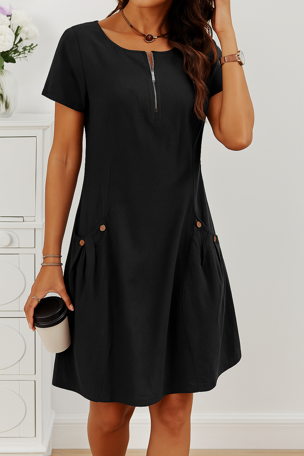 Women's Casual Sundress with Buttons
