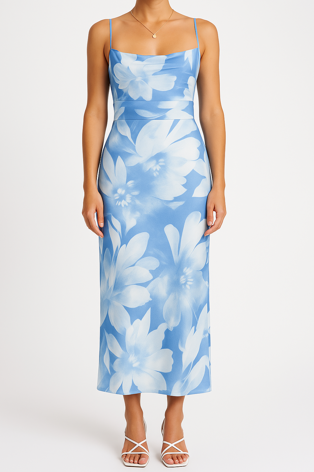 Sexy Women's Floral Maxi Dress with Thin Straps