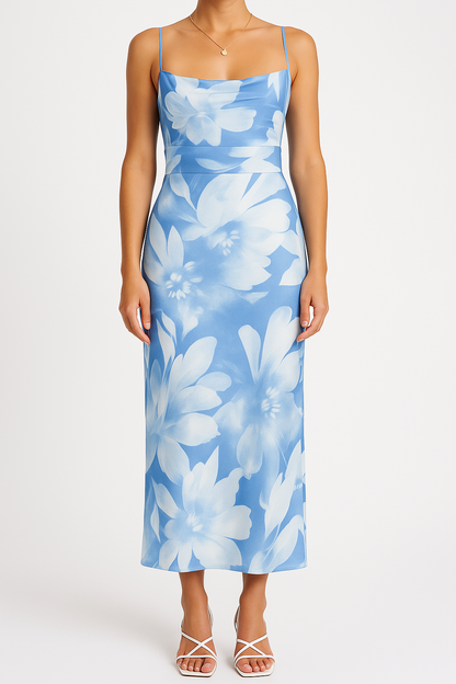 Sexy Women's Floral Maxi Dress with Thin Straps