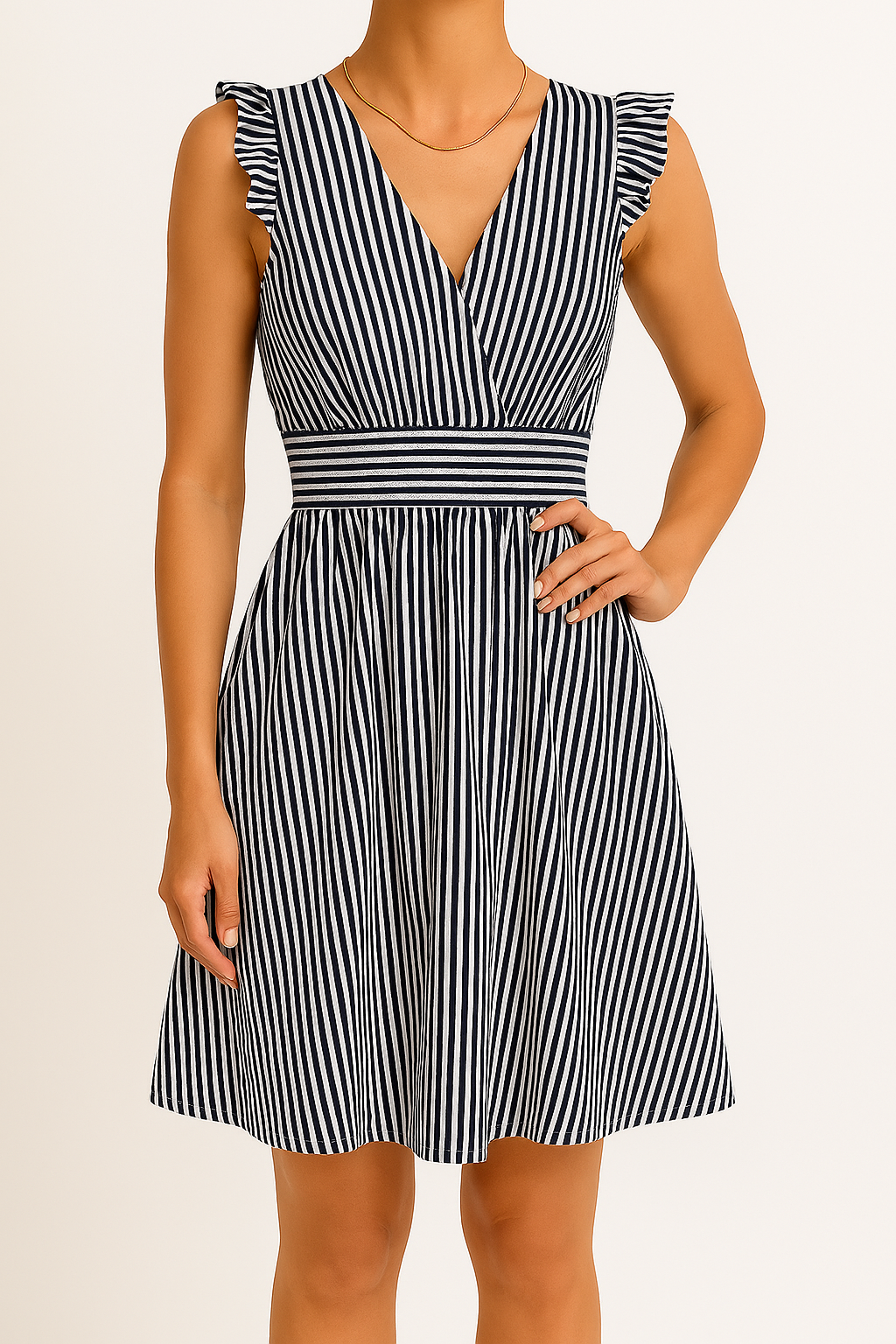 Casual Striped V Neck Summer Dress