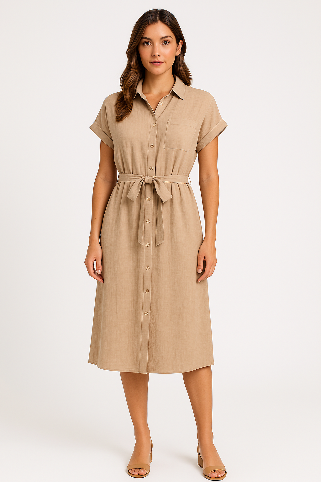 Casual Cotton Midi Dress for Women - Nocini