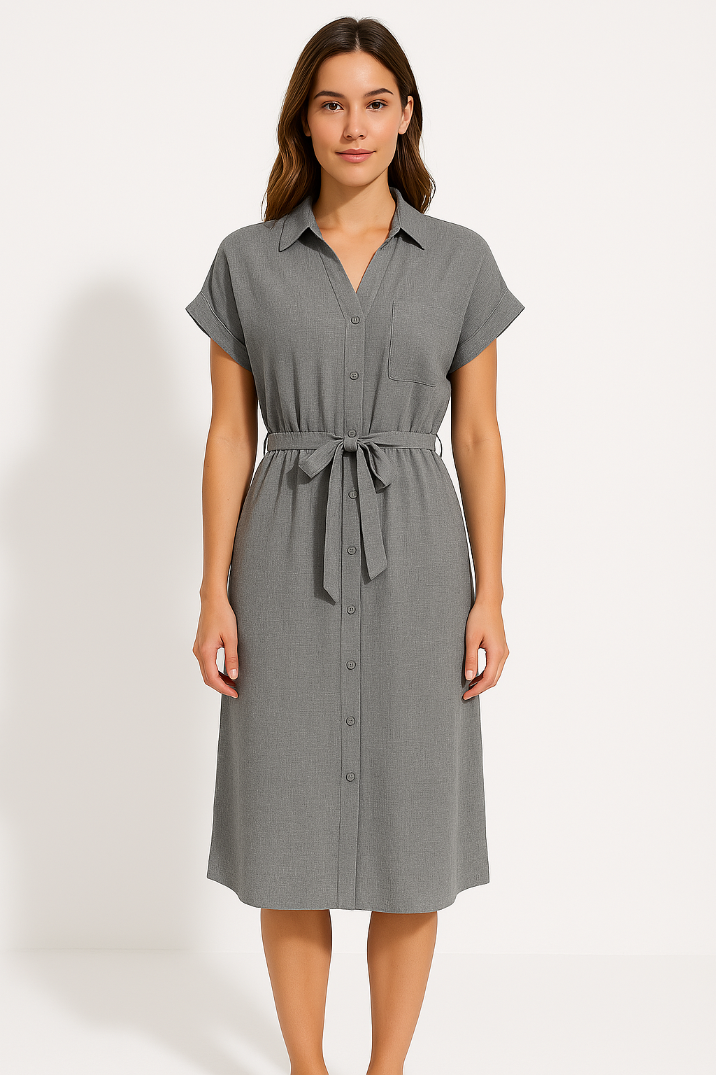 Casual Cotton Midi Dress for Women
