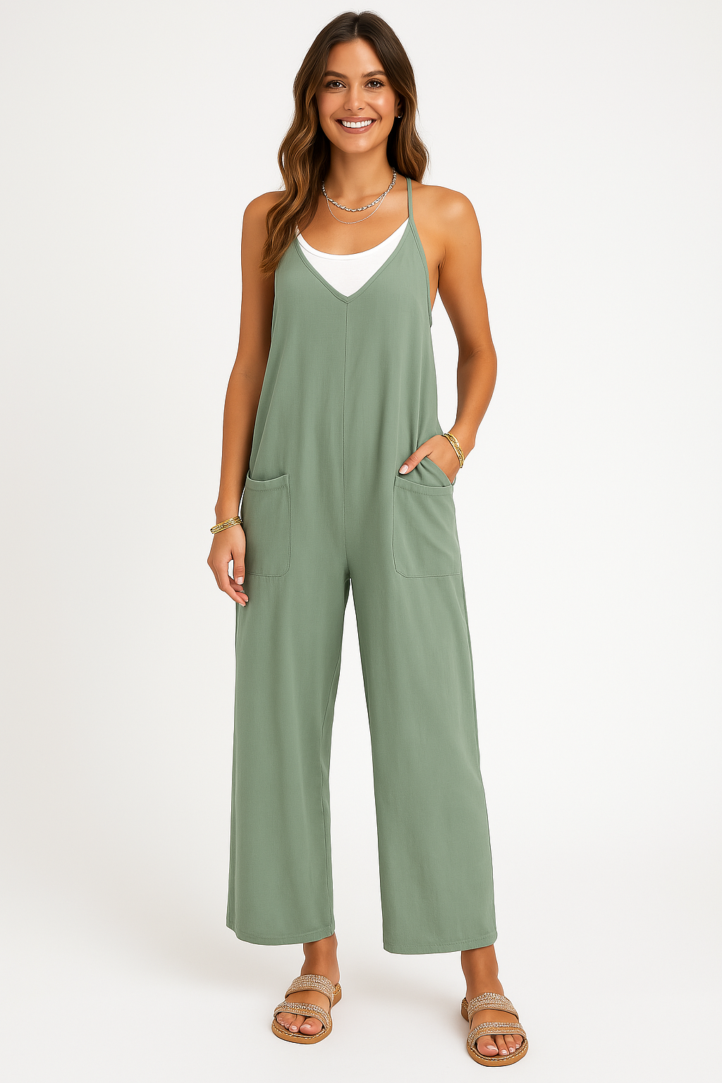 Loose Fit Women's Sleeveless Jumpsuit - Nocini