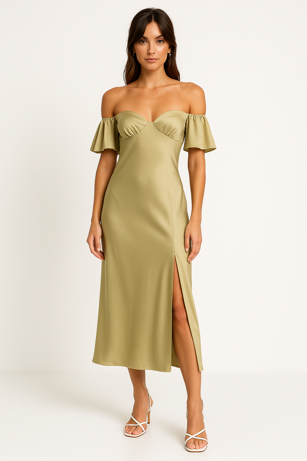 Elegant Off Shoulder Midi Dress for Women - Nocini