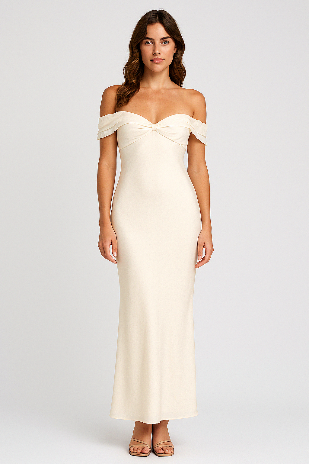 Elegant Satin Off Shoulder Maxi Dress for Women - Nocini