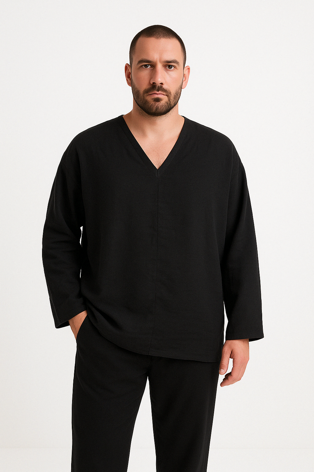 Comfortable Linen V-Neck Men's Casual Shirt