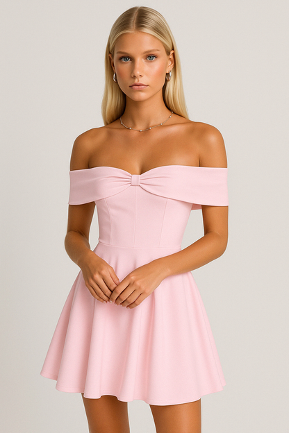 Casual Off Shoulder A-Line Mini Dress for Women