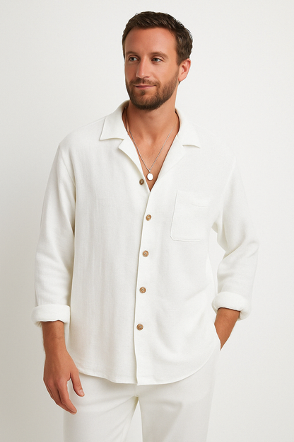 Casual Cotton Blend Shirt with Pockets