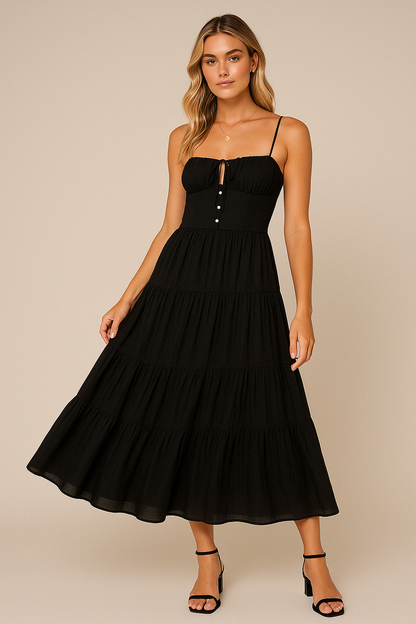 Comfortable Summer Maxi Dress with Spaghetti Straps