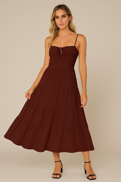 Comfortable Summer Maxi Dress with Spaghetti Straps