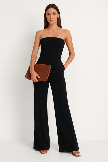 Chic Strapless Jumpsuit for Women Wide Leg Pants