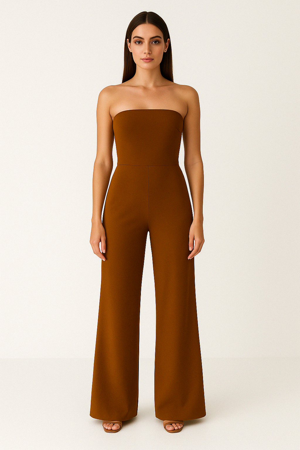 Chic Strapless Jumpsuit for Women Wide Leg Pants - Nocini