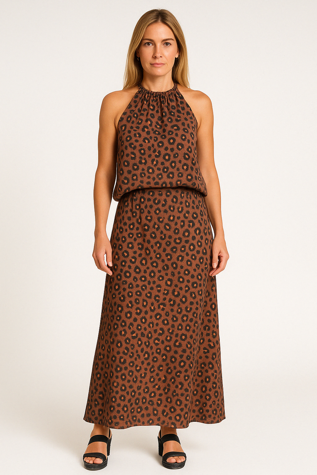 Women's 2 Piece Outfit - Halter Top and Maxi Skirt - Lightweight - Nocini