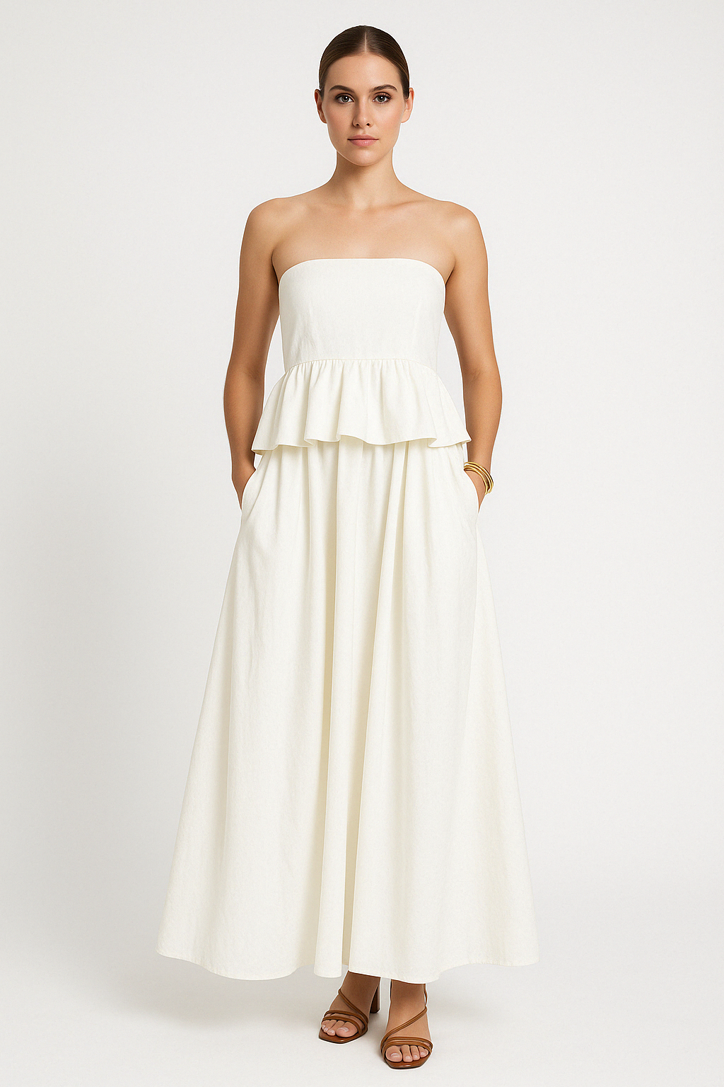Elegant Strapless Maxi Dress for Women - Nocini