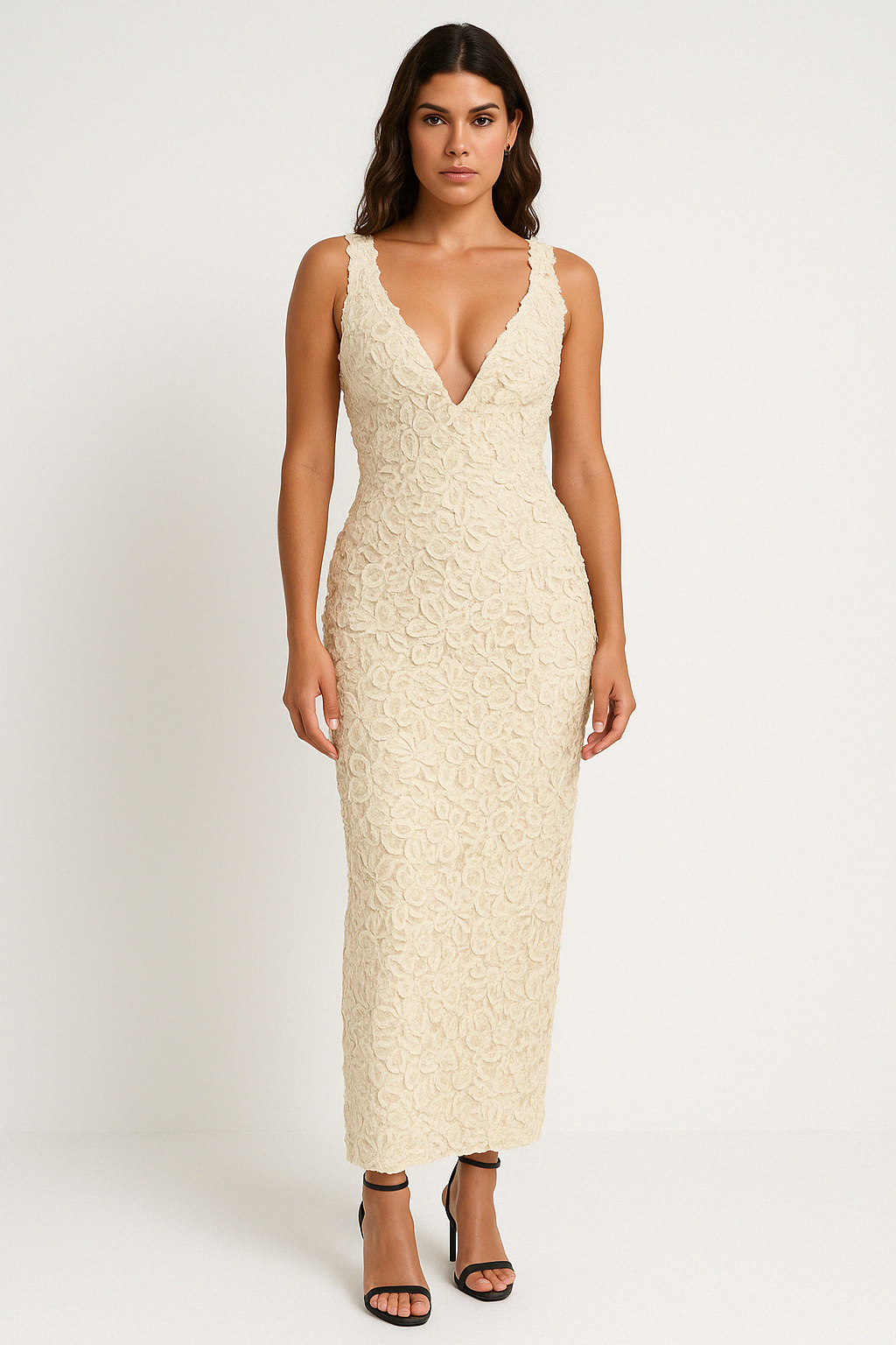 Elegant Women's Evening Gown - Slim Fit Floral Maxi Dress - Nocini