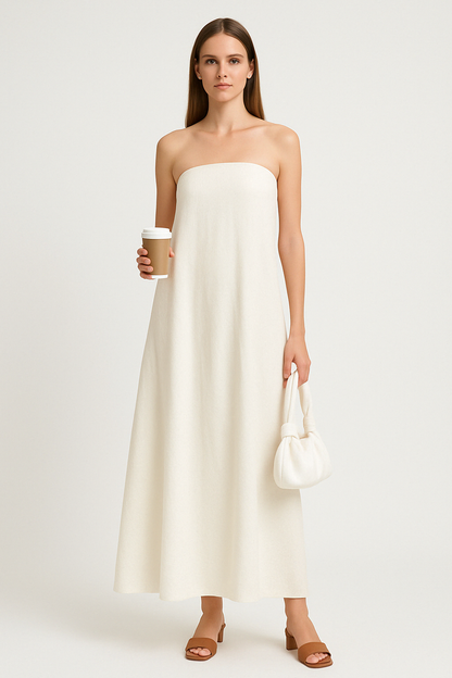 Casual Strapless Maxi Dress for Women