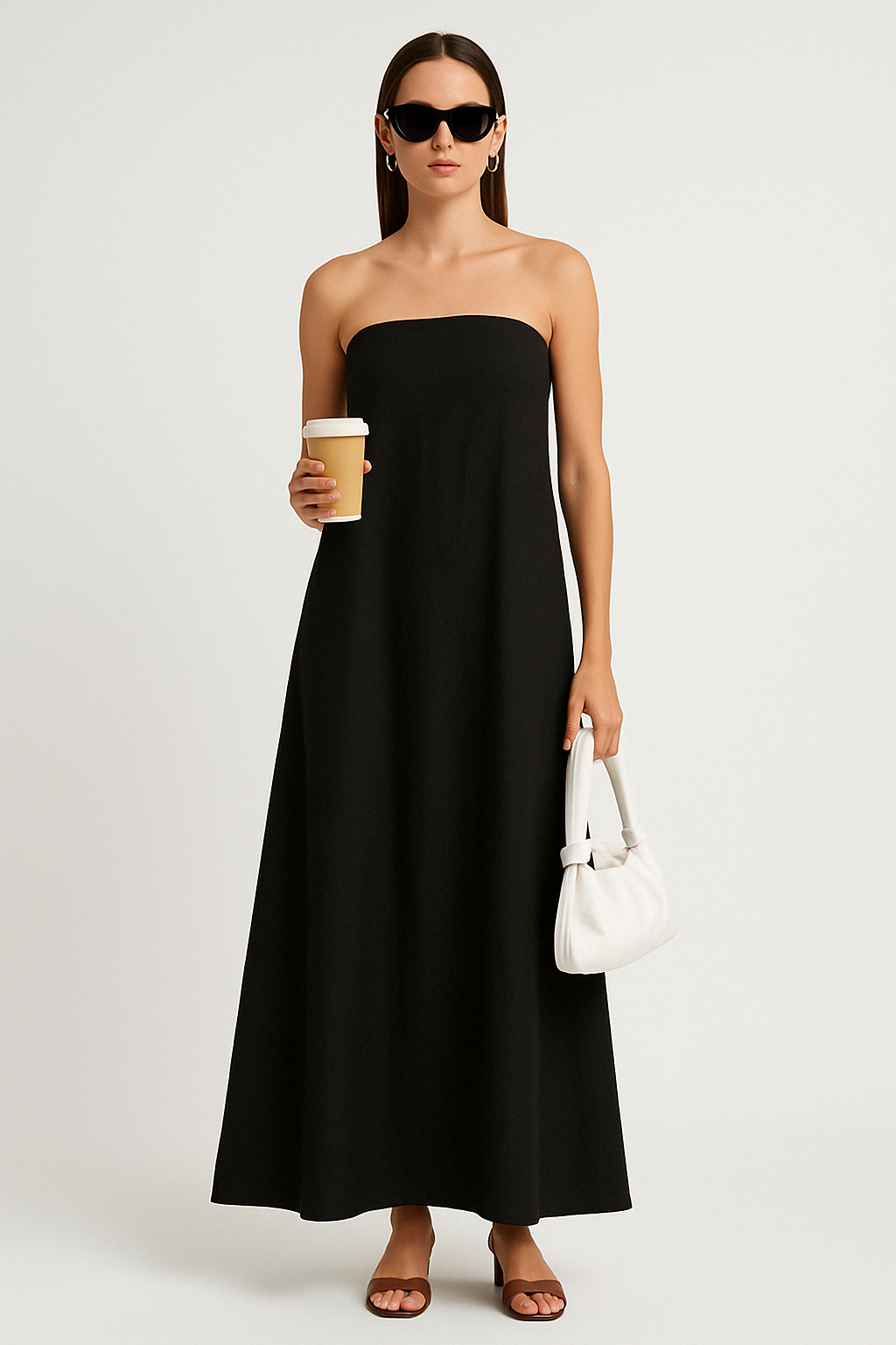 Loose Fit Strapless Maxi Dress for Women - Nocini