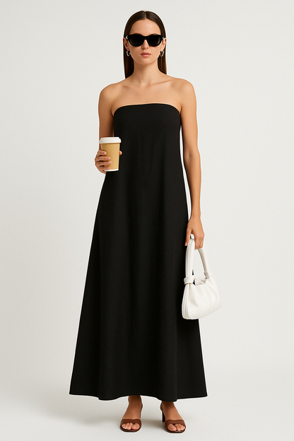 Loose Fit Strapless Maxi Dress for Women - Nocini