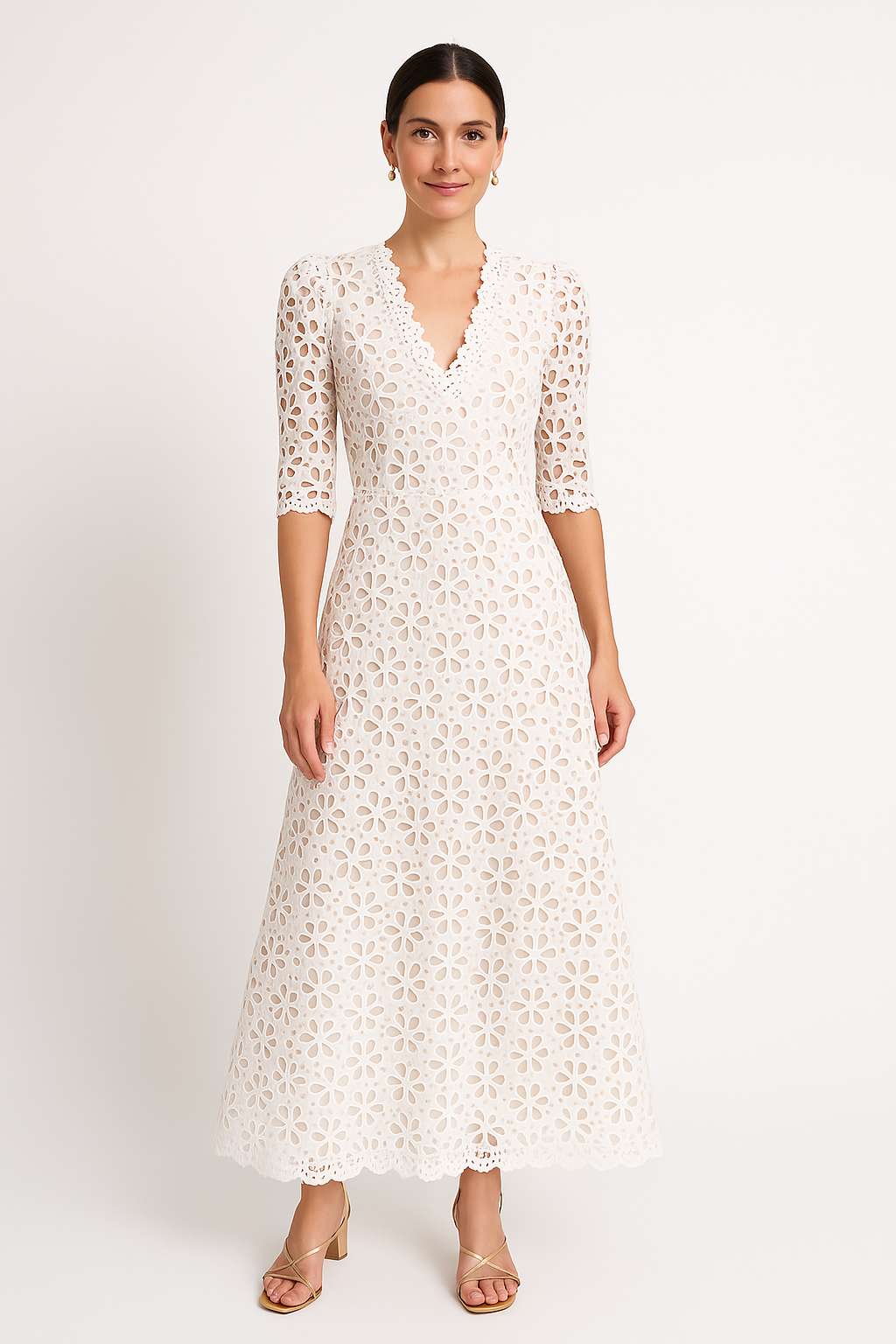 Elegant Long Sleeve Floral Maxi Dress - Nocini