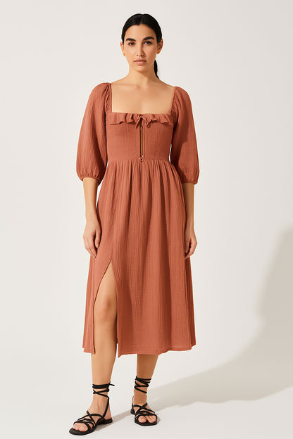 Floral V-neck Women's Long Sleeve Dress - Nocini