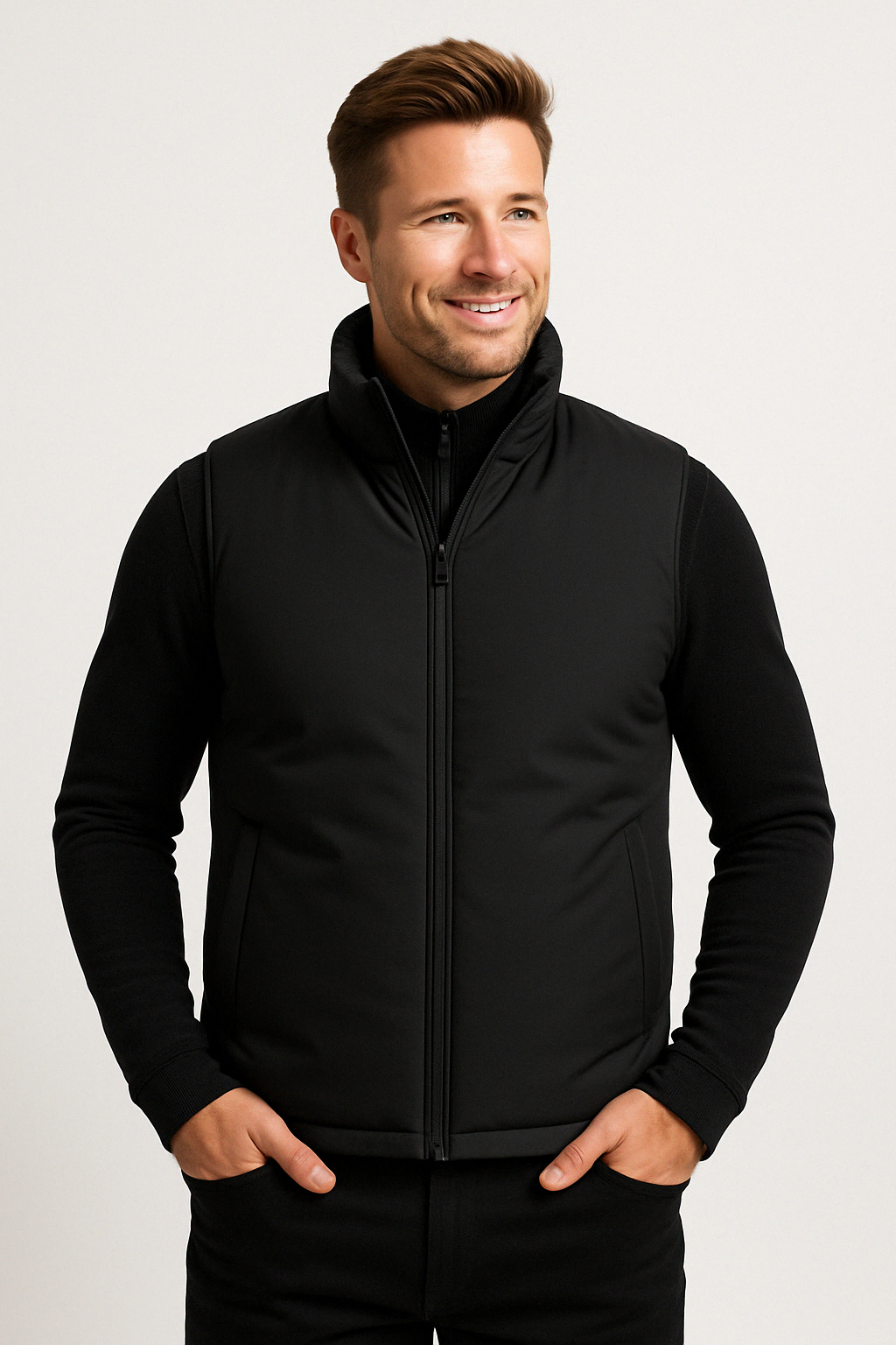 Men's Slim Quilted Vest Lightweight Warm High Neck